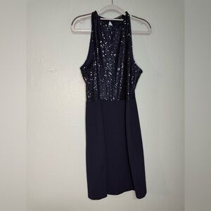 Marina navy blue sequin sleevless mini dress